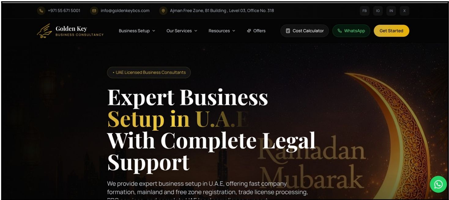 Golden Key Business Consultancy website screenshot